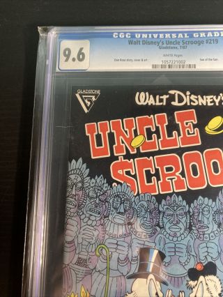 Walt Disney Uncle Scrooge 219 CGC 9.  6 WHITE PAGES Don Rosa,  S4 - 4 2