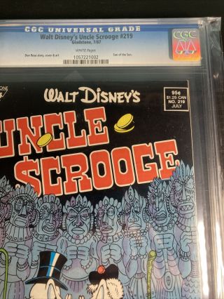 Walt Disney Uncle Scrooge 219 CGC 9.  6 WHITE PAGES Don Rosa,  S4 - 4 3