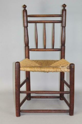 A Rare American 18th C Pilgrim Style Carver Hearth Chair In Red Paint