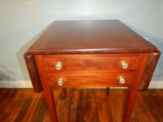 Antique 2 Drawer Drop Leaf Nightstand Lamp Stand Side Table Tapered Leg 3