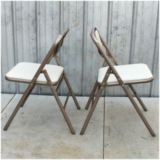 Vintage Samsonite Mid Century Modern Metal Vinyl Padded Folding Chairs SET OF 4 2