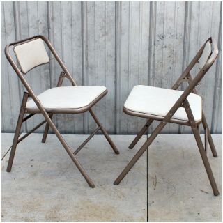 Vintage Samsonite Mid Century Modern Metal Vinyl Padded Folding Chairs SET OF 4 3