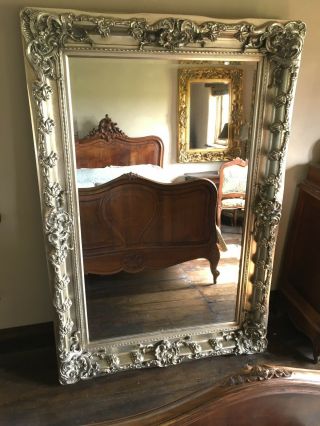 Large Antique Silver Statement Ornate Period French Over Mantle Wall Mirror 5ft