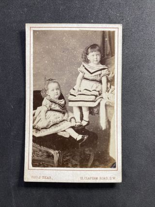 Victorian Carte De Visite Cdv: Children Girls Matching Dresses: Tear: London