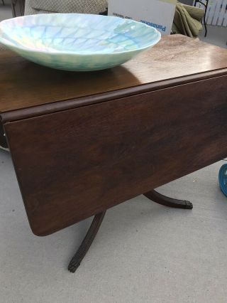 Gorgeous Handsome Duncan Phyfe Mahogany Drop - Leaf Table with Drawer 3