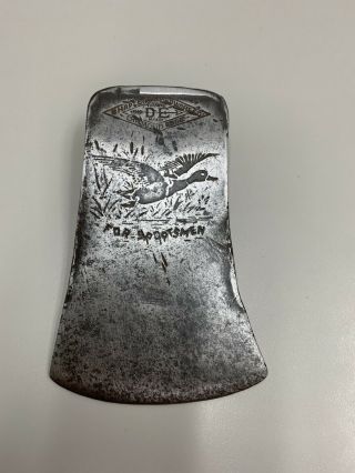 Rare Vintage Shapleigh Hardware Diamond Edge Duck For Sportsmen Small Hatchet