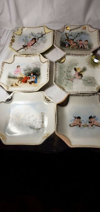 Vintage Set Of 6 Haviland France Luncheon / Desert Plates Hand Painted 7 3/4 "