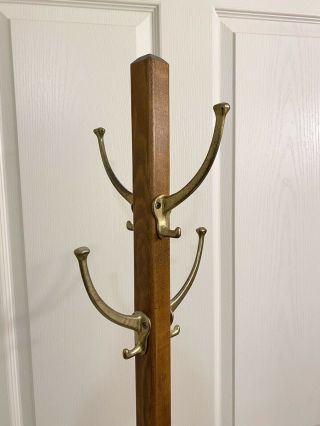 Antique Vintage Hall Tree Coat Rack Mission Arts and Crafts Style Wood 70” Tall 2