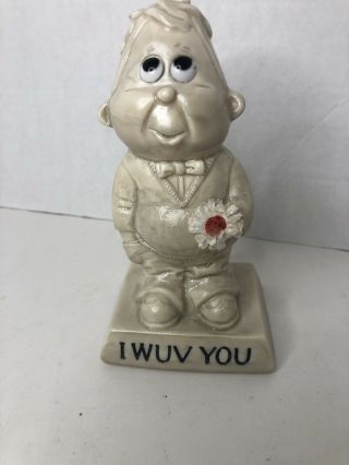 Vintage 1970 Russ Wallace Berries Statue I Wuv You Usa Romantic Love Flower Man