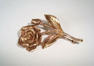 Vintage Solid 9ct 375 Rose Gold Brooch Flower Design Hallmarked 8.  54g