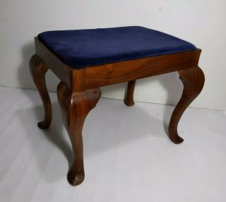 Vintage/antique Piano Vanity Bench Stool English Queen Anne Wood Footstool