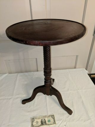 Antique Vintage Round Pedestal Tea Occasional Side Table Plant Stand 21 "