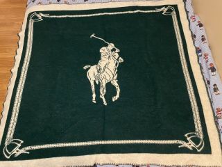 Vintage Polo Ralph Lauren Wool Blanket,  Made In Switzerland 65 X 65