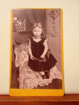 Cute Young Girl In Lace Dress & Sash - Victorian Fashion Cdv Bradshaw,  Manchester
