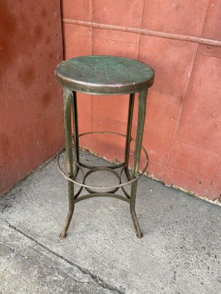 1920s Rare Industrial Vintage Uhl Steel Toledo Metal Bar Drafting Chair Stool