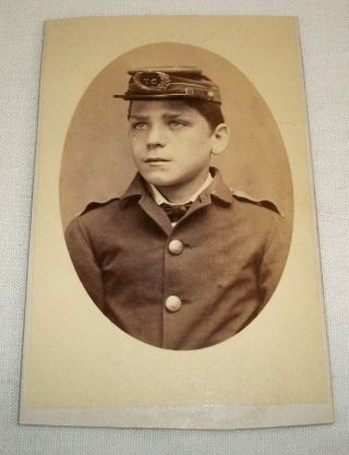 Antique Cdv Photograph Soldier In Uniform With Hat Vintage Post Civil War Photo