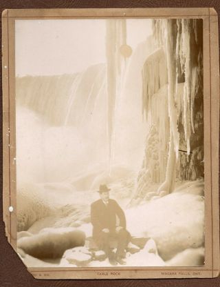 C.  1900 Table Rock Frozen Niagara Falls,  Ont.  Large Cabinet Photo