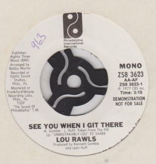 Philadelphia Int Lou Rawls See You When I Get There / Mono / Stereo Demo