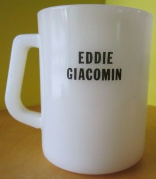 Rare Vintage 1971 Federal Milk Glass Mug Eddie Giacomin Pelkowski Sporticature 3