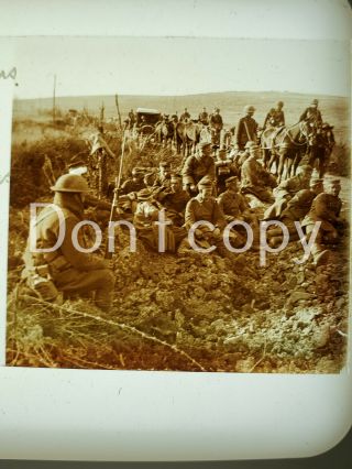 Wwi Glass Stereoview Photo Slide American Soldiers And Pows
