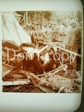 WWI Glass Stereoview Photo Slide German Plane Shot Down in Verdun France 2