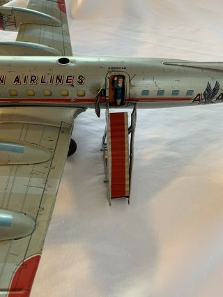 Vintage YONEZAWA Tin Litho AMERICAN AIRLINES DC - 7C Battery Operated Not 3
