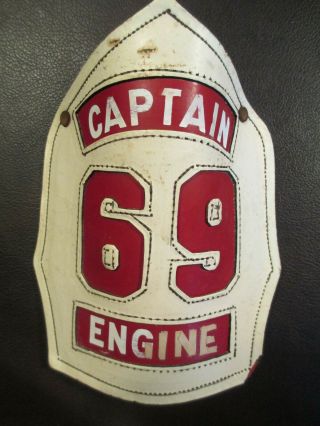 Vintage Chicago Fire Department Engine Station 69 Helmet Captain Front Shield