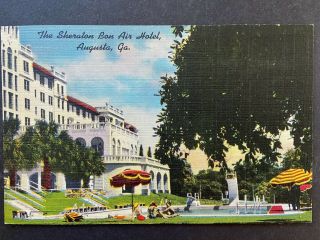 The Sheraton Bon Air Hotel,  Augusta Ga Vintage Linen Postcard Unsued