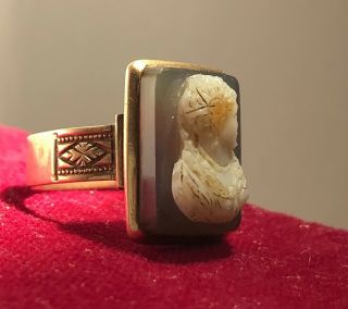 Vintage Antique 10k Gold Cameo Ring Size 6 5.  1 Grams
