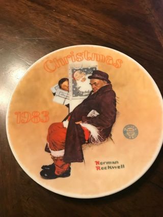 Norman Rockwell 1983 Christmas Plate " Santa In The Subway "
