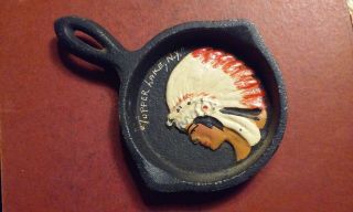 Miniature Vintage Cast Iron Souvenir Frying Pan Ashtray Skillet Tupper Lake Ny