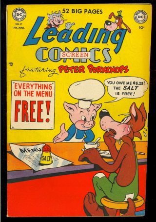 Leading Screen Comics 47 Golden Age Dc Funny Animal 1951 Vg,