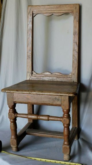 Rare Early 18th William & Mary Oak Side Chair Seat Turned Legs Circa 1730 Quebec