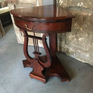 Rare Mahogany Harp Corner Table One Drawer Lamp End Entry Victorian