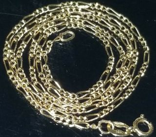 Vtg 14k Solid Yellow Gold Figaro Chain Necklace 16 "