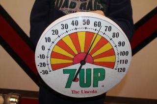 Vintage 7up 7 Up Soda Pop Peter Max Gas Oil 12 " Metal Glass Thermometer Sign