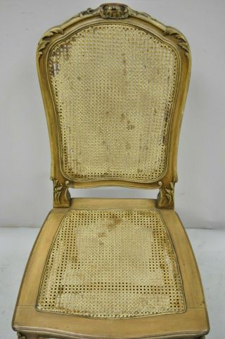 One Antique French Provincial Louis XV Style Carved Walnut & Cane Dining Chair 3