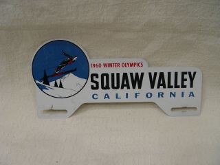 Vintage 1960 Squaw Valley Winter Olympics Souvenir License Plate Topper