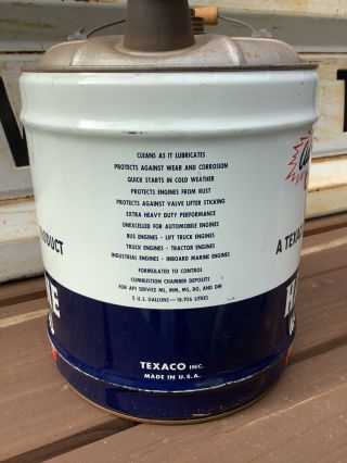 Vintage Texaco Havoline Lubricants 5 Gallon Motor Oil Can.  Not Porcelain Sign 3