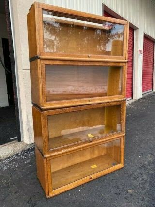 Antique Barrister Bookcase Oak Golden (4 D Sections)