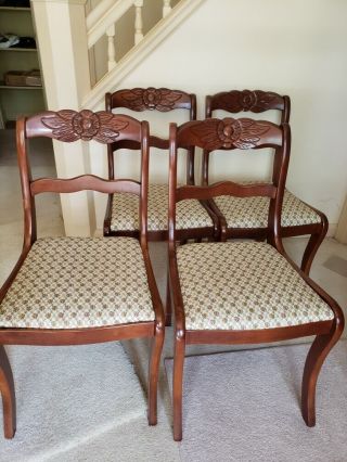 Tell City Duncan Phyfe Roseback Mahogany Dining Side Chairs Set Of 4 Vintage