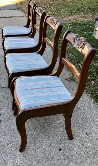 Vintage Antique Duncan Phyfe Rose Back Dining Chairs Four Craddock