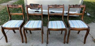 Vintage Antique Duncan Phyfe Rose Back Dining Chairs Four Craddock 2