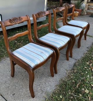 Vintage Antique Duncan Phyfe Rose Back Dining Chairs Four Craddock 3