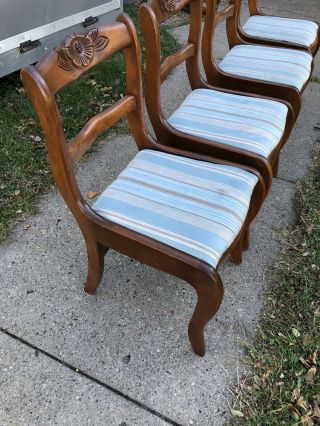 Vintage Antique Duncan Phyfe Rose Back Dining Chairs Four Craddock 4