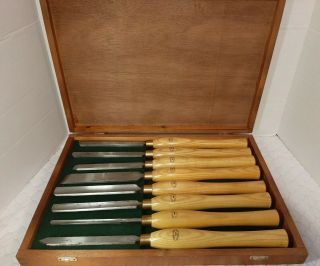 Vintage Crown Tools 8 Pc Wood Turning Lathe Tools Set Made In Sheffield England