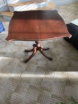 Vintage Mahogany Duncan Phyfe Game Table With Neo Classic Brass Feet