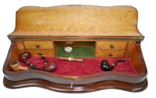 Regency Antique English Desk Tidy Serpentine Dunhill Watch Gloves Holder Briggs