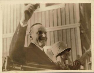 1928 Press Photo President Calving Coolidge And Wife Respond To Miami Crowd
