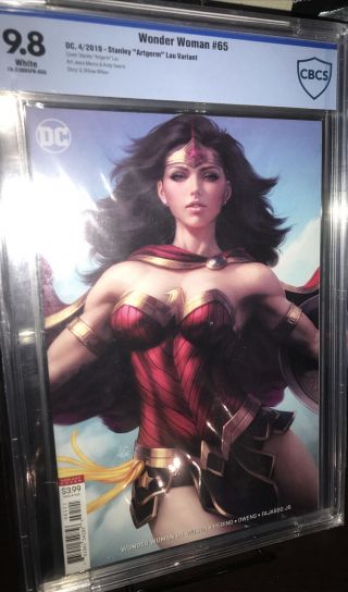 Wonder Woman 65 Cover By Stanley “artgerm” Lau - Cbcs 9.  8